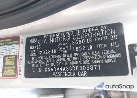 2013 Kia Rio Lx z USA, uszkodzony, nr VIN KNADM4A33D6305871